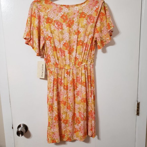 Cute Summer Dress Orange & Yellow Floral by Rewind NWT - Picture 5 of 5